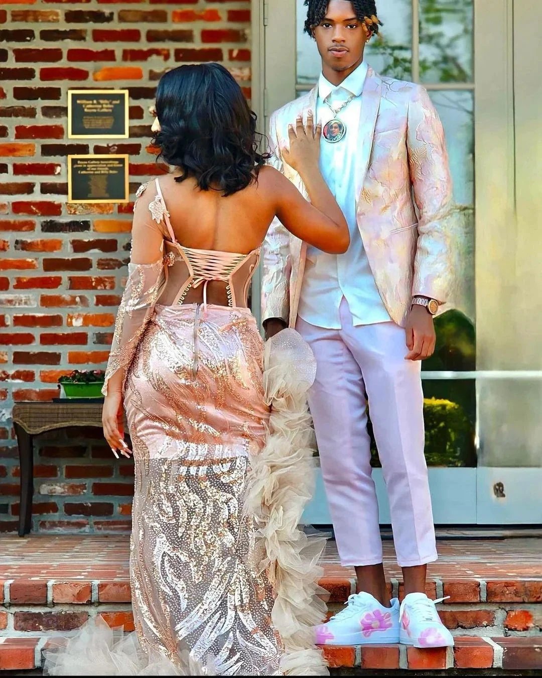 Gorgeous Long Mermaid Pink One Shoulder Long Sleeve Prom Dress With Slit by misshow.com