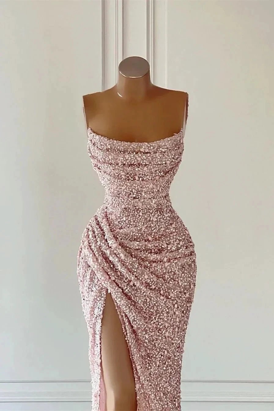 Gorgeous Long Mermaid Sequined Sleeveless Prom Dress With Slit by BIZTUNNEL
