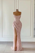 Gorgeous Long Mermaid Sequined Sleeveless Prom Dress With Slit by BIZTUNNEL