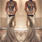 Gorgeous Long Mermaid Sexy Lace Sequined Sleeveless Prom Dress by misshow.com