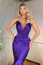 Gorgeous Long Mermaid V-neck Sleeveless Formal Prom Dresses by BIZTUNNEL