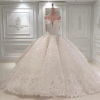 Gorgeous Long Off The Shoulder Beadings Ball Gown Wedding Dress by BIZTUNNEL