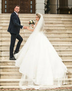 Gorgeous Long Princess V-neck Tulle Lace Wedding Dress by BIZTUNNEL
