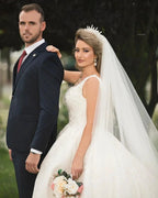 Gorgeous Long Princess V-neck Tulle Lace Wedding Dress by BIZTUNNEL
