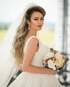 Gorgeous Long Princess V-neck Tulle Lace Wedding Dress by BIZTUNNEL