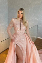 Gorgeous Long-Sleeve Split Mermaid Evening Gowns With Beads by misshow.com