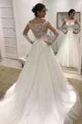 Gorgeous Long Sleeves A-line Tulle Lace Wedding Dress by BIZTUNNEL