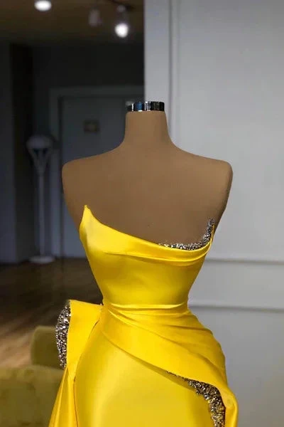 Gorgeous Long Yellow A-line Sequined Sleeveless Prom Dress by misshow.com