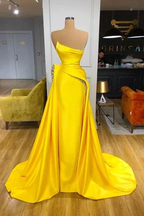 Gorgeous Long Yellow A-line Sequined Sleeveless Prom Dress by misshow.com