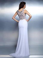 Gorgeous Mermaid Bateau Beading Sleeveless Long Chiffon Prom Dresses by misshow.com