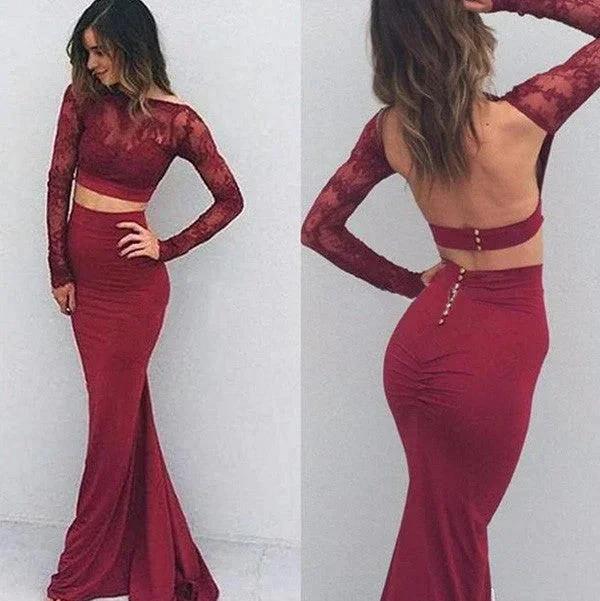 Gorgeous Mermaid Bateau Spandex Long Sleeves Floor-Length Prom Dresses by misshow.com