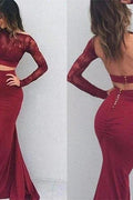 Gorgeous Mermaid Bateau Spandex Long Sleeves Floor-Length Prom Dresses by misshow.com