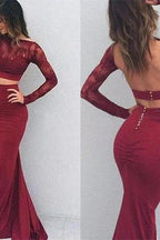 Gorgeous Mermaid Bateau Spandex Long Sleeves Floor-Length Prom Dresses by misshow.com