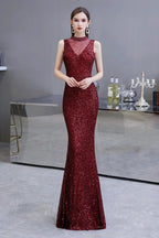 Gorgeous Mermaid Burgundy Sequins Long Prom Dress by BIZTUNNEL
