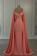Gorgeous Mermaid Chiffon Off-The-Shoulder Cap Sleeve Prom Dresses With Rhinestone by misshow.com