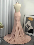 Gorgeous Mermaid Halter Sleeveless Satin Prom Dresses by misshow.com