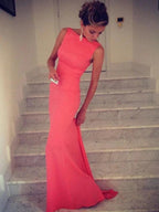 Gorgeous Mermaid High Neck Sleeveless Spandex Floor-Length Prom Dresses by misshow.com