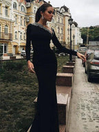 Gorgeous Mermaid Long Sleeves One-Shoulder Spandex Beading Prom Dresses by misshow.com
