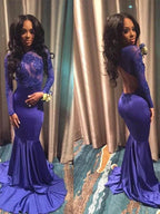 Gorgeous Mermaid Long Sleeves Scoop Spandex Prom Dresses by misshow.com