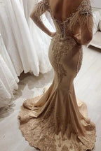 Gorgeous Mermaid Off-the-shoulder Long Prom Dress with Sleeves by BIZTUNNEL