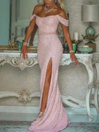 Gorgeous Mermaid Off-the-Shoulder Sequins Sleeveless Sash/Ribbon/Belt Prom Dresses by misshow.com