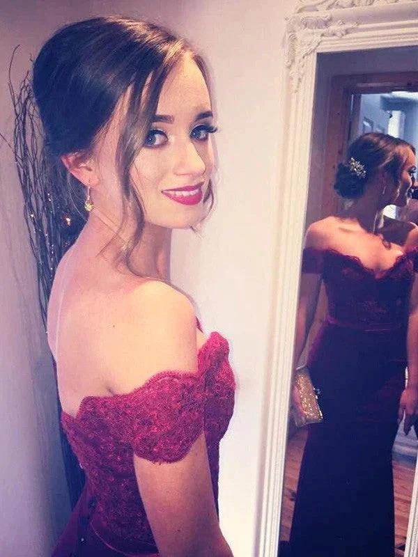 Gorgeous Mermaid Off-the-Shoulder Sleeveless Lace Beading Prom Dresses by misshow.com