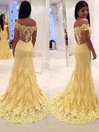 Gorgeous Mermaid Off-the-Shoulder Sleeveless Lace Prom Dresses by misshow.com