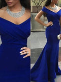 Gorgeous Mermaid Off-the-Shoulder Sleeveless Satin Prom Dresses by misshow.com