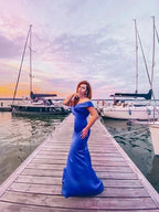 Gorgeous Mermaid Satin Ruffles Off-the-Shoulder Sleeveless Prom Dresses by misshow.com