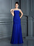 Gorgeous Mermaid Scoop Beading Sleeveless Long Chiffon Prom Dresses by misshow.com