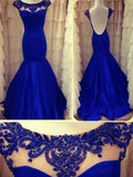 Gorgeous Mermaid Scoop Sleeveless Beading Floor-length Taffeta Prom Dresses by misshow.com