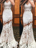 Gorgeous Mermaid Scoop Sleeveless Lace Prom Dresses by misshow.com