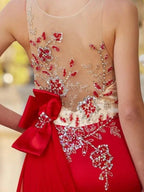 Gorgeous Mermaid Sheer Neck Sleeveless Court Train Applique Stain Prom Dresses by misshow.com