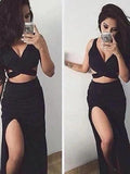 Gorgeous Mermaid Sleeveless Floor-Length V-neck Spandax Two Piece Prom Dresses by misshow.com
