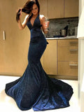 Gorgeous Mermaid Sleeveless Halter Ruffles Sequins Prom Dresses by misshow.com
