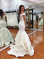 Gorgeous Mermaid Sleeveless Off-the-Shoulder Satin Layers Prom Dresses by misshow.com
