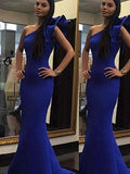 Gorgeous Mermaid Sleeveless One-Shoulder Ruffles Stretch Crepe Prom Dresses by misshow.com