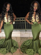 Gorgeous Mermaid Sleeveless Scoop Satin Prom Dresses by misshow.com