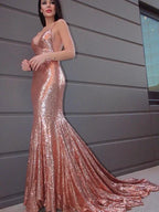Gorgeous Mermaid Sleeveless Sequins Ruffles V-neck Prom Dresses by misshow.com