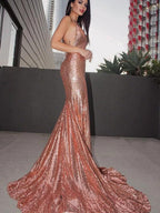 Gorgeous Mermaid Sleeveless Sequins Ruffles V-neck Prom Dresses by misshow.com