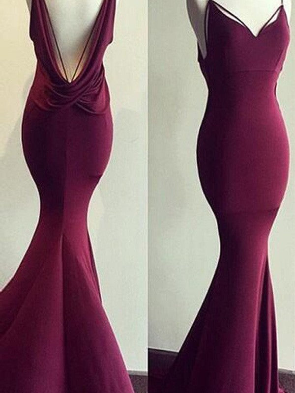 Gorgeous Mermaid Sleeveless Spaghetti Straps Jersey Prom Dresses Hover Image
