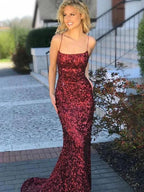 Gorgeous Mermaid Sleeveless Spaghetti Straps Sequins Prom Dresses by misshow.com