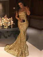 Gorgeous Mermaid Sleeveless Strapless Sequins Prom Dresses by misshow.com