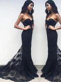 Gorgeous Mermaid Sleeveless Sweetheart Lace Ruffles Prom Dresses by misshow.com