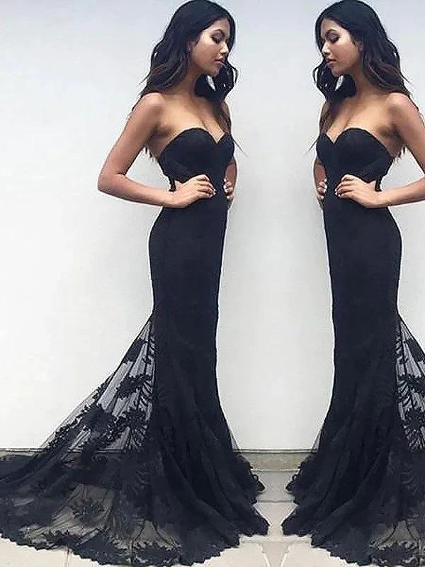 Gorgeous Mermaid Sleeveless Sweetheart Lace Ruffles Prom Dresses by misshow.com