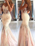 Gorgeous Mermaid Sleeveless Sweetheart Tulle Lace Prom Dresses by misshow.com