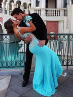 Gorgeous Mermaid Sleeveless V-neck Chiffon Beading Prom Dresses by misshow.com