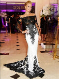 Gorgeous Mermaid Strapless Long Sleeves Applique Chiffon Prom Dresses by misshow.com