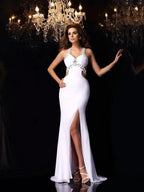 Gorgeous Mermaid Straps Ruffles Sleeveless Long Chiffon Prom Dresses by misshow.com