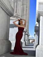 Gorgeous Mermaid Stretch Crepe Sleeveless Ruffles Strapless Prom Dresses by misshow.com